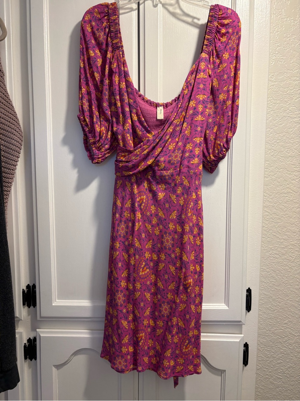 SPELL Pink Orange Paisley Boho Midi Dress Size L